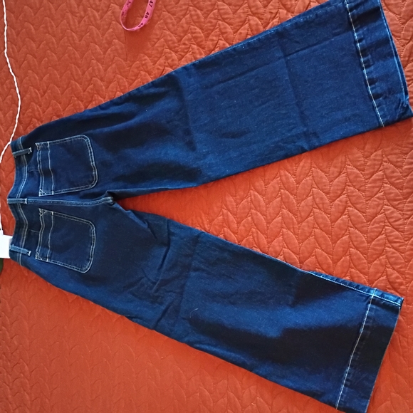 Blue Flare Wide Leg Jeans with Rich Deep Tone, Size 2 - Picture 3 of 9